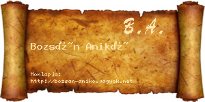 Bozsán Anikó névjegykártya